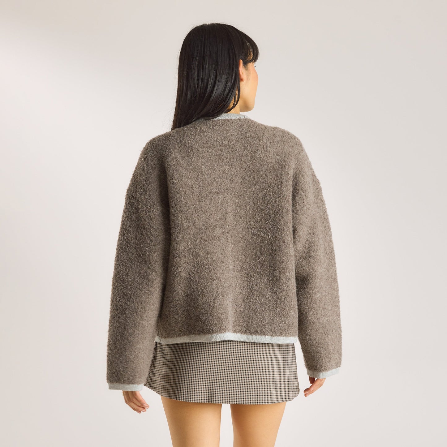 Knitted Wool Blend Jacket - Truffle