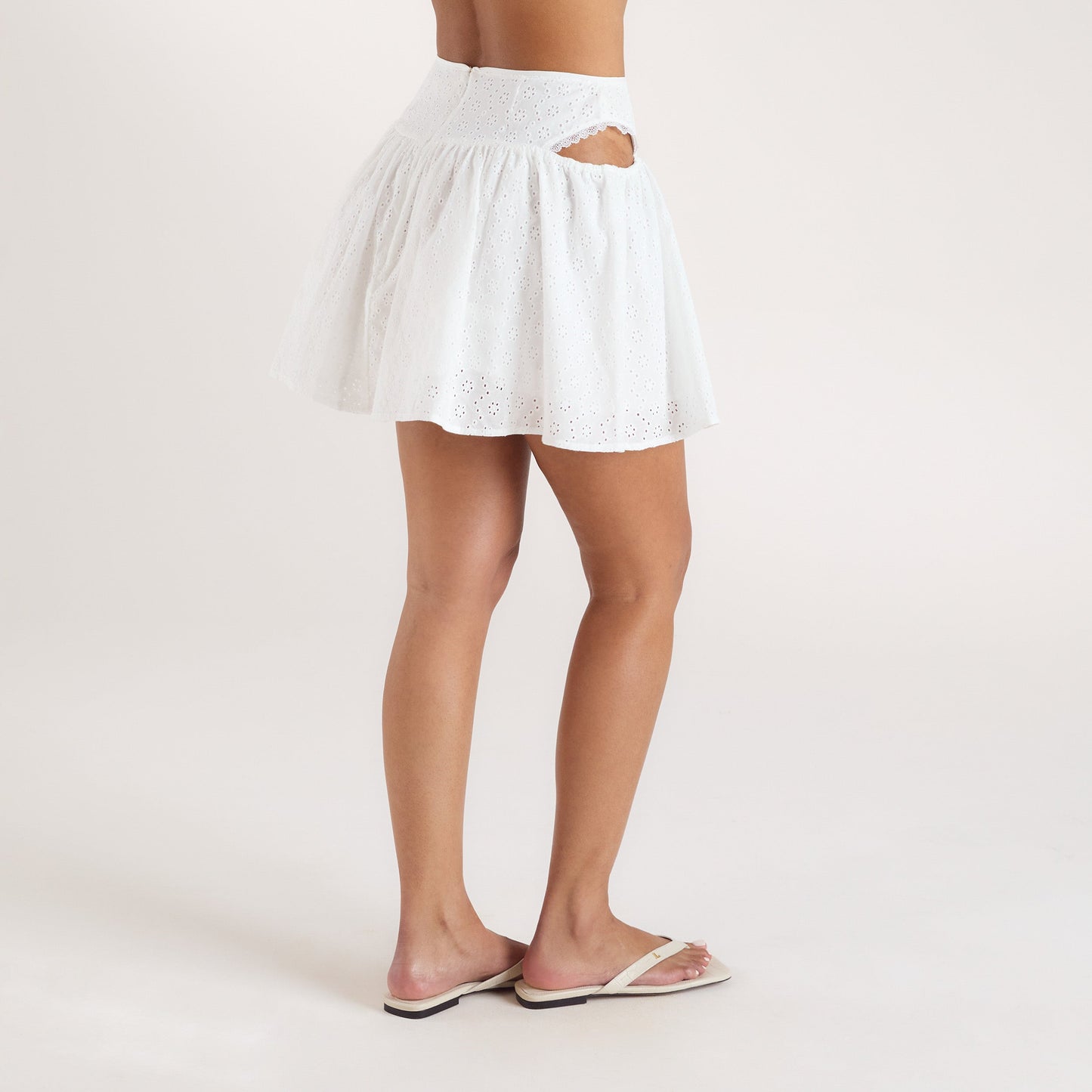 Broderie Mini Skirt - White