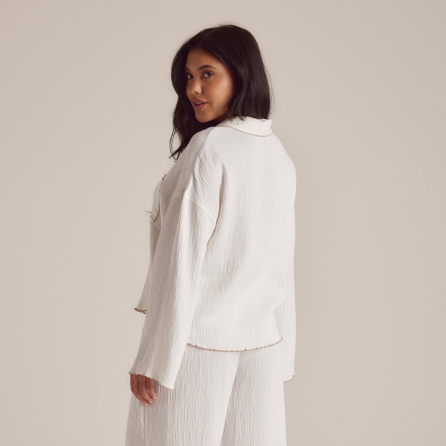 Crinkle Pajama Shirt - White