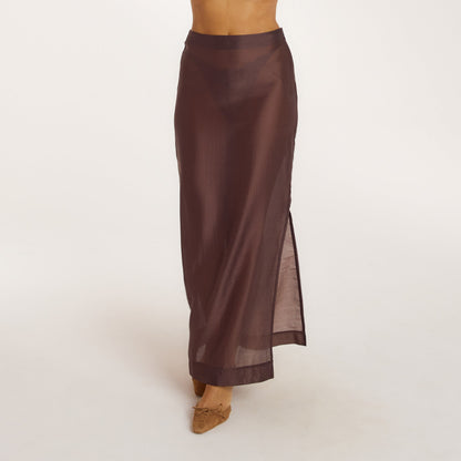 Sheer Maxi Skirt - Chocolate