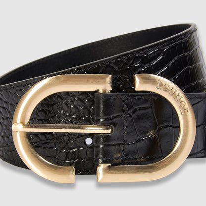 Curved Buckle Belt - Black