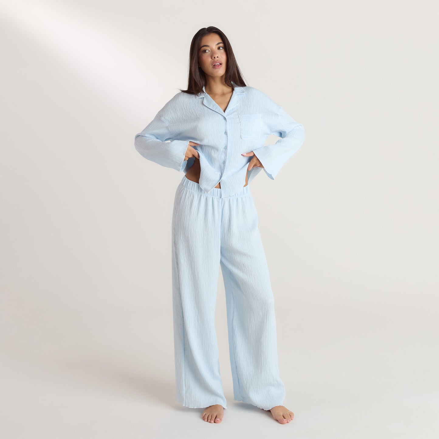 Crinkle Pajama Shirt - Blue