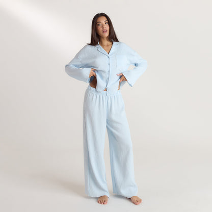 Crinkle Pajama Shirt - Blue