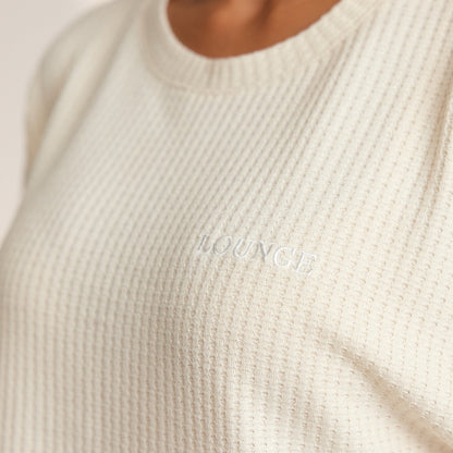 Soft Waffle Pajama Top - Cream