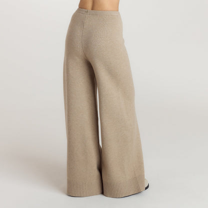 Ribbed Hem Knitted Trousers - Mink