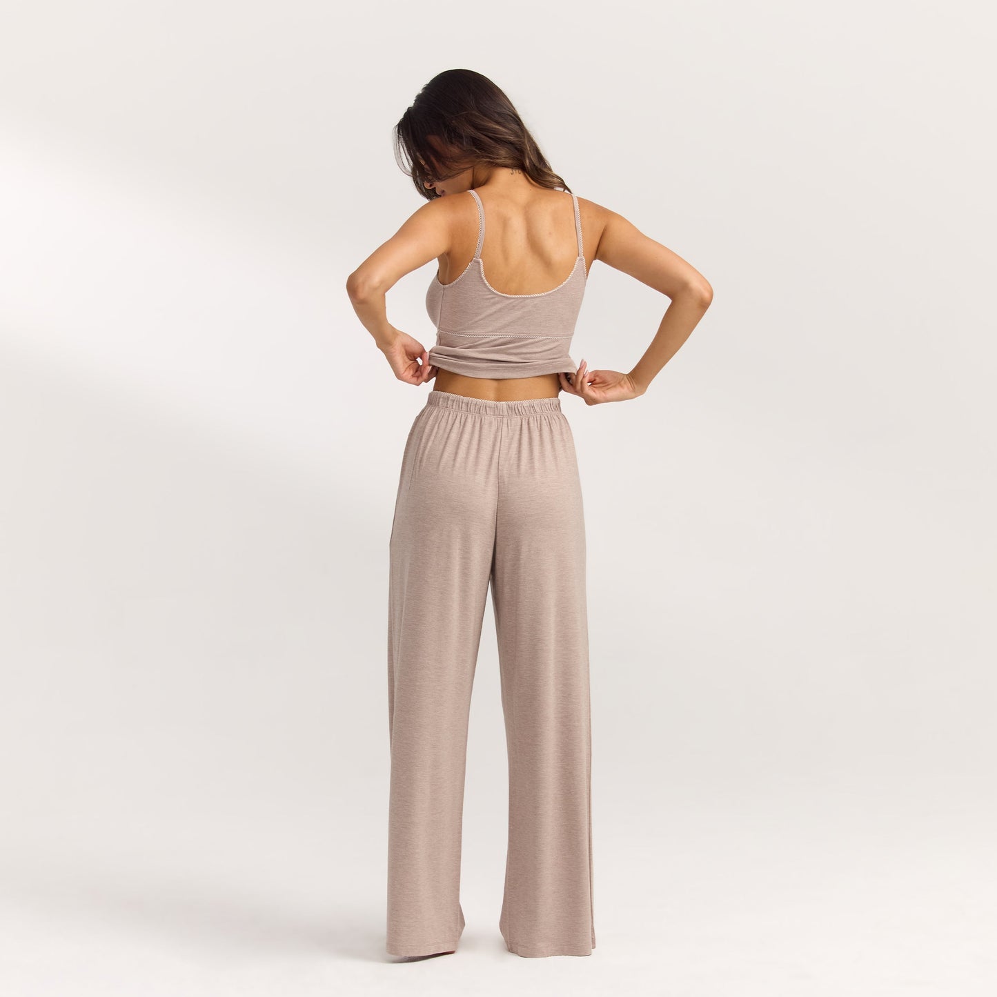 Modal Straight-Leg Pajama Pants - Brown Marl