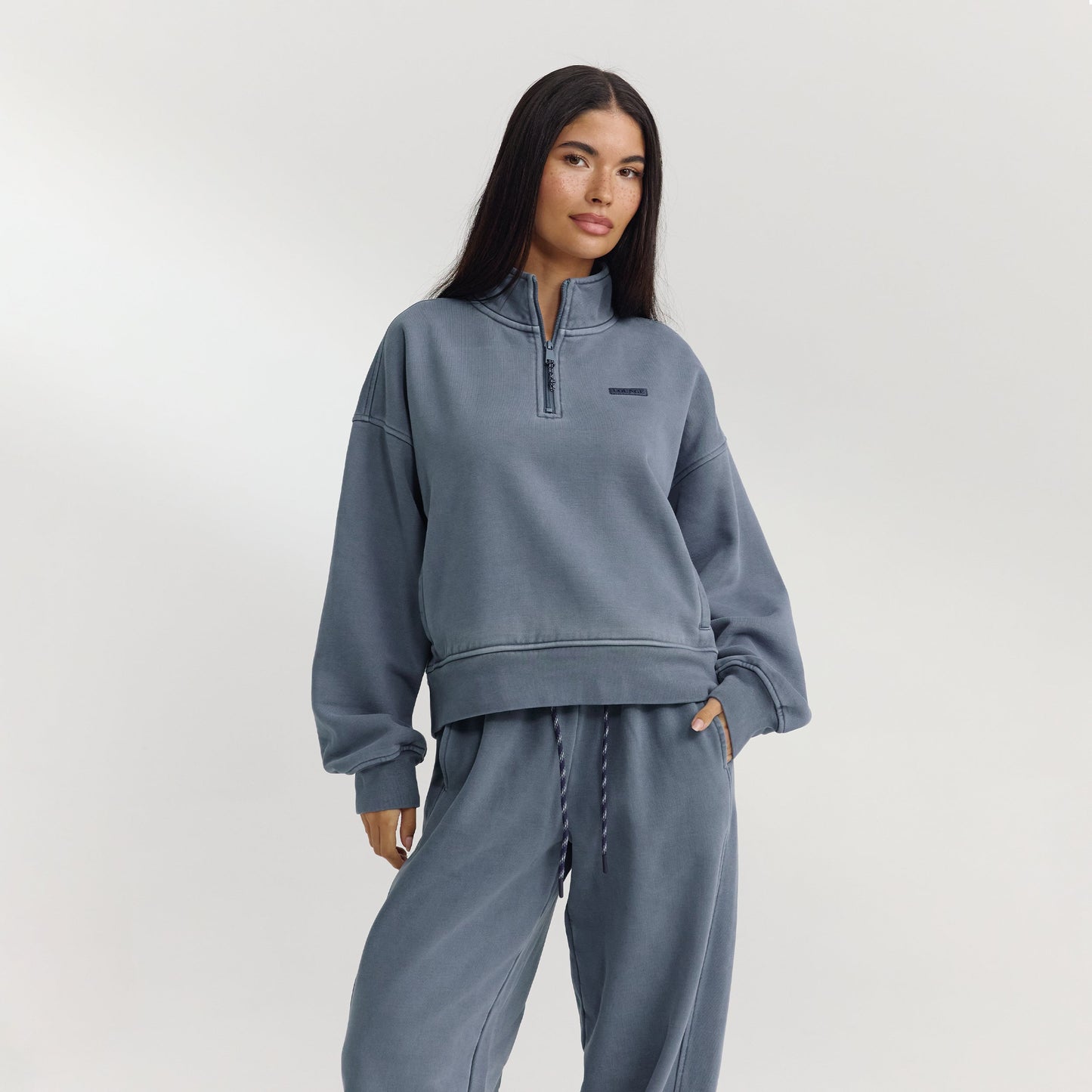 Quarter-Zip Sweater - Washed Blue