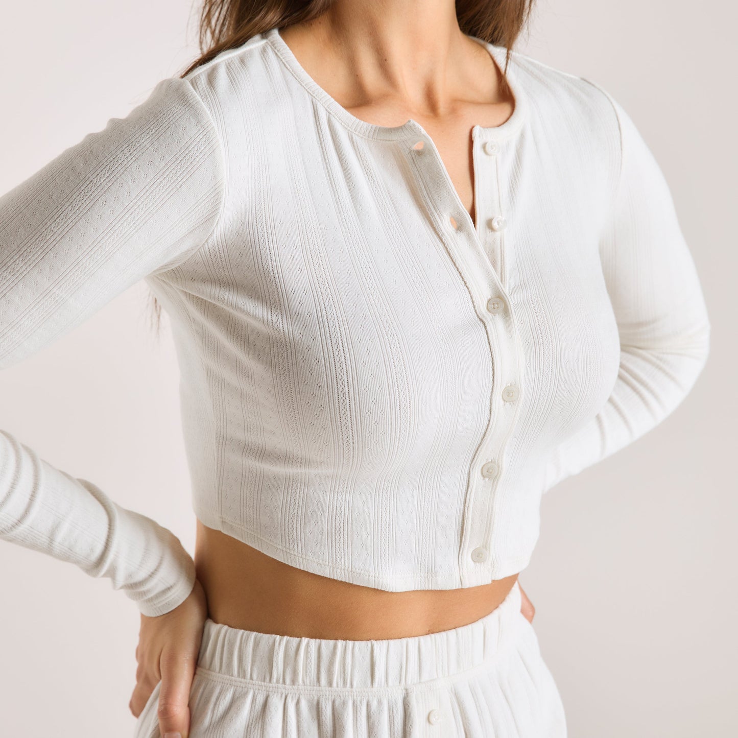 Pointelle Cardigan - Cream