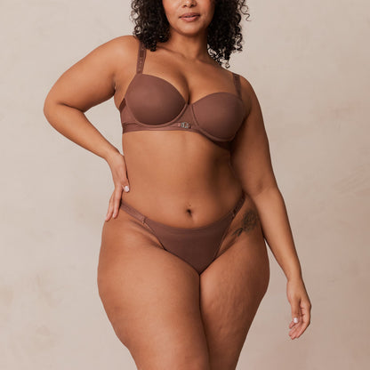 Smooth Mesh T-shirt Bra  - Chestnut