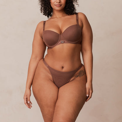 Smooth Mesh T-shirt Bra  - Chestnut
