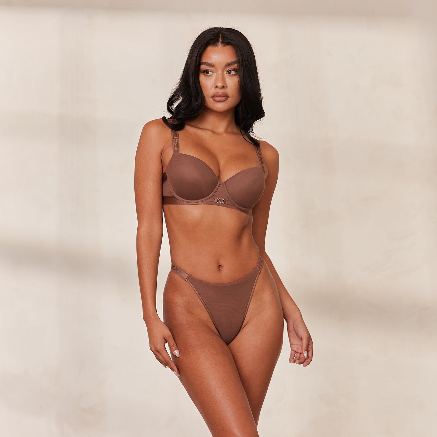 Smooth Mesh T-shirt Bra  - Chestnut
