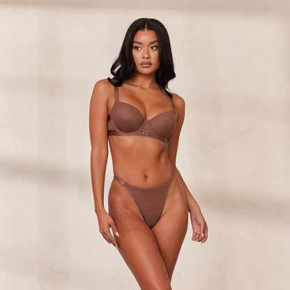 Smooth Mesh T-shirt Bra  - Chestnut