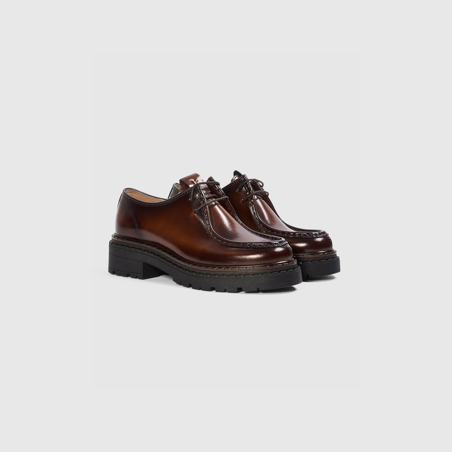 Etta Lace-Up Chunky Loafers - Tan