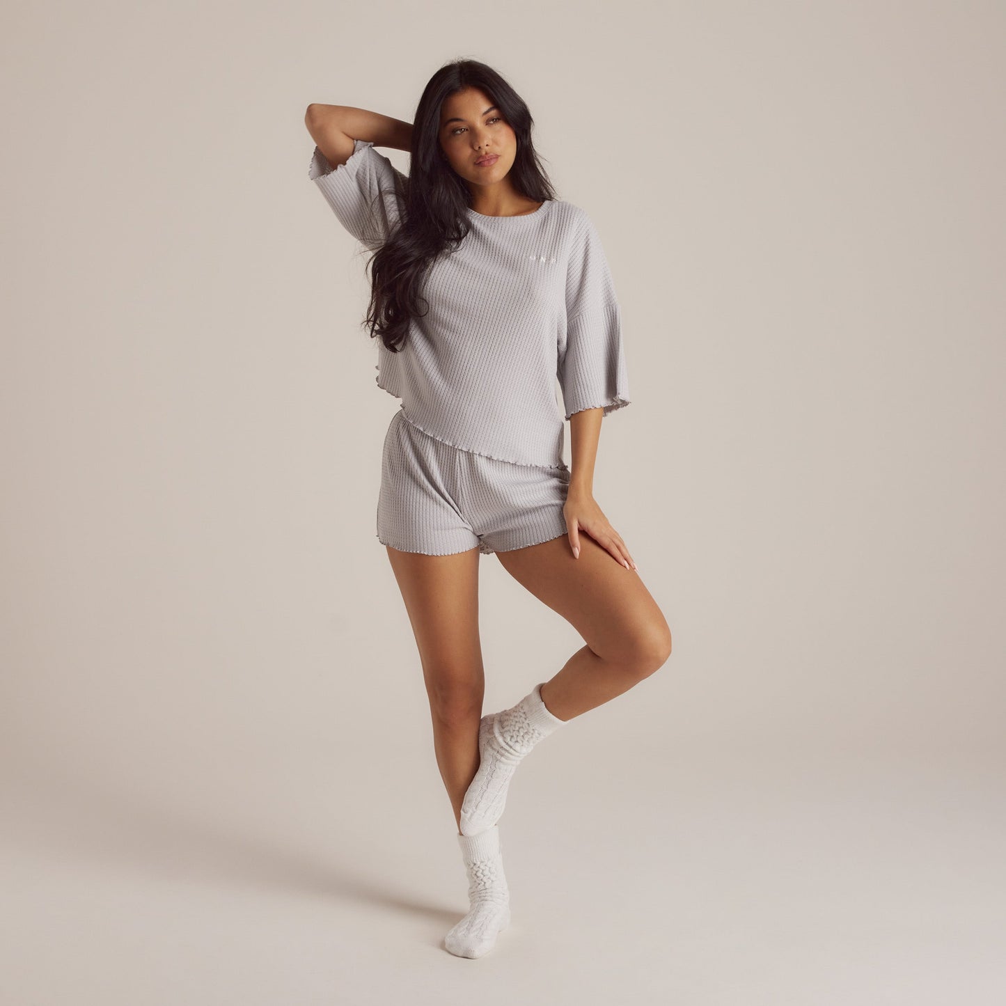 Soft Waffle Pajama Shorts - Frost
