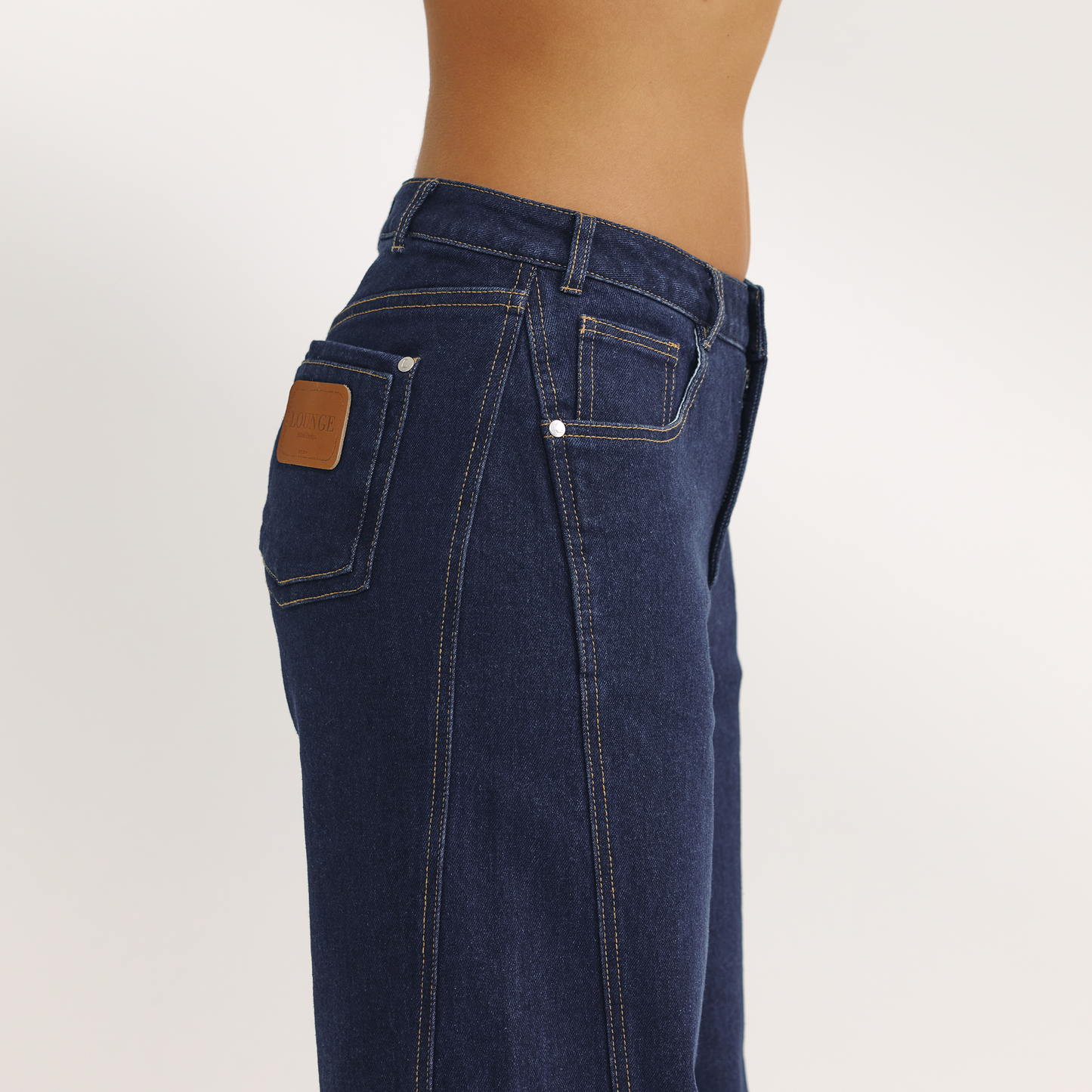Dipped-Waist Wide-Leg Jeans - Indigo Blue