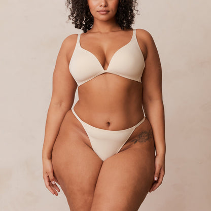 Light Non-wire Plunge T-shirt Bra  - Latte