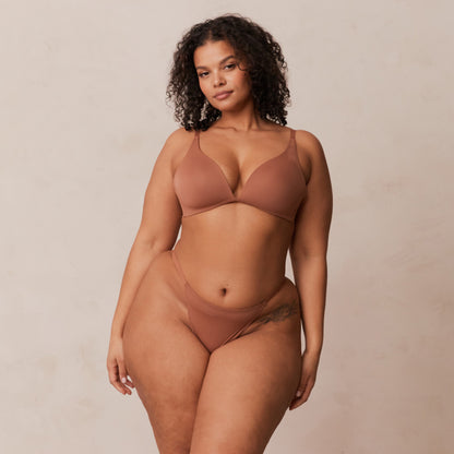 Light Non-wire Plunge T-shirt Bra  - Mocha