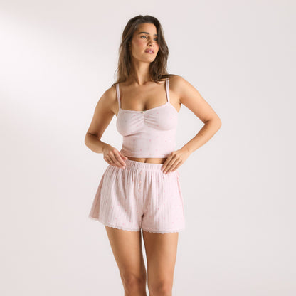 Pointelle Cami Pajama Top - Pink Floral