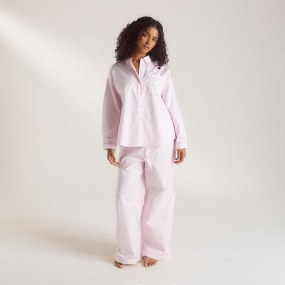 Bloom & Stripe Pajama Shirt - Pink