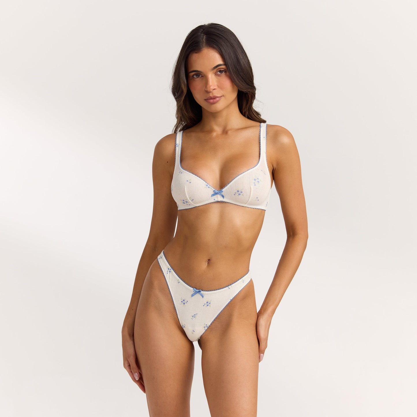 Pointelle Bralette - Ditsy Floral Print