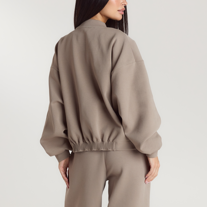 Neoprene Bomber Jacket - Taupe