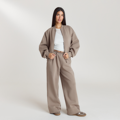 Neoprene Wide-Leg Joggers - Taupe