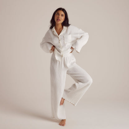 Crinkle Pajama Shirt - White