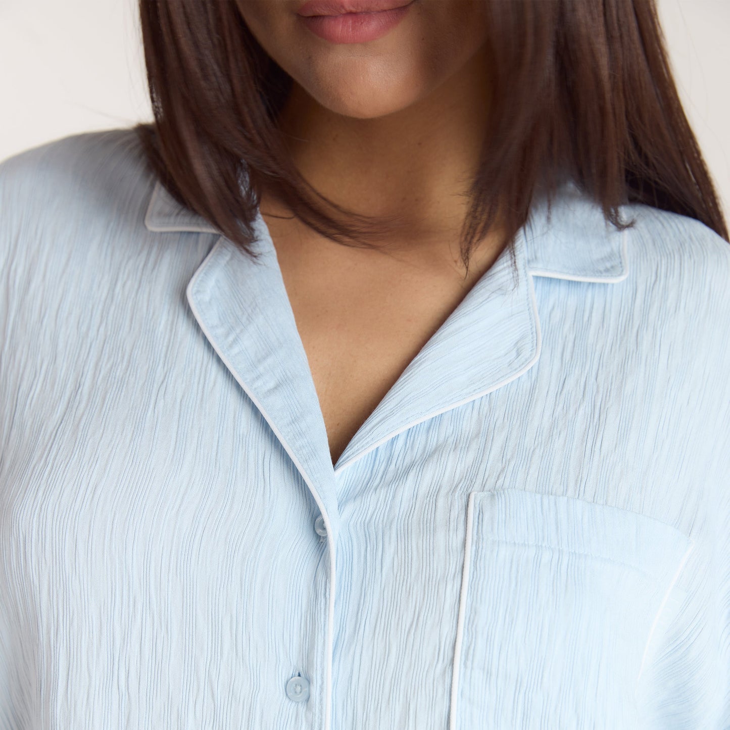 Crinkle Pajama Shirt - Blue