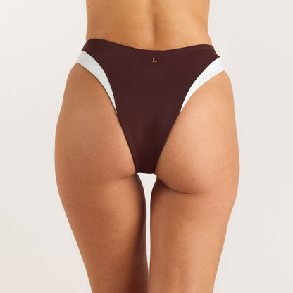 Monaco High-Leg Brazilian Bikini Briefs - Chocolate