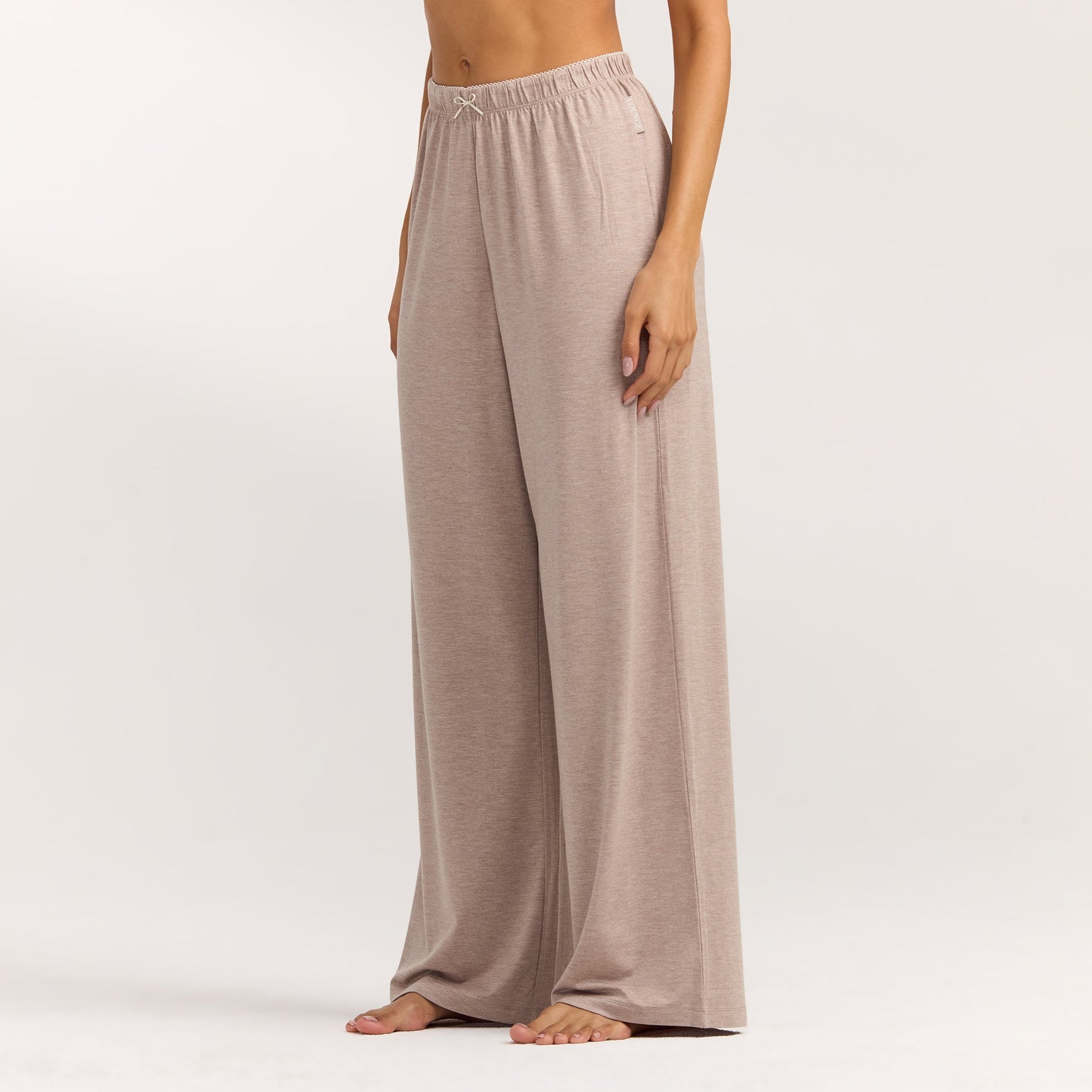 Modal Straight-Leg Pajama Pants - Brown Marl