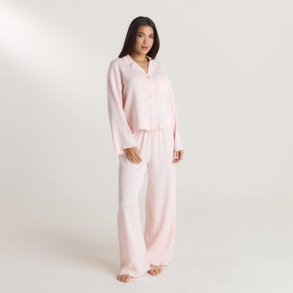 Crinkle Pajama Shirt - Pink