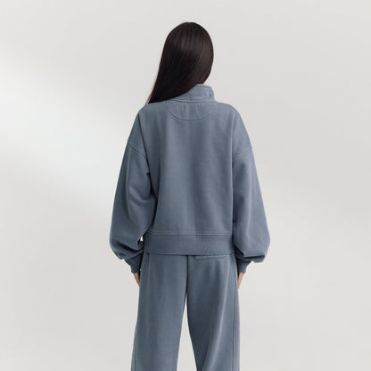 Quarter-Zip Sweater - Washed Blue