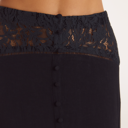 Lace Insert Maxi Skirt - Black