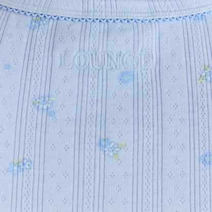 Pointelle Fitted Pajama Top - Blue Floral