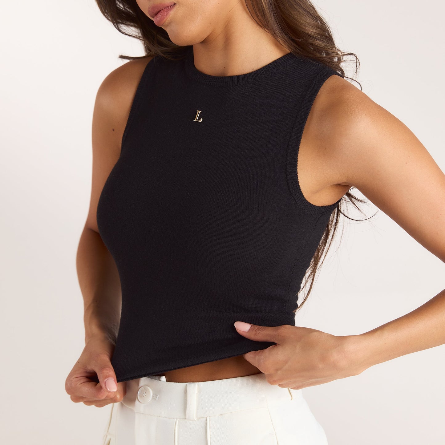 Knitted Vest Top - Black