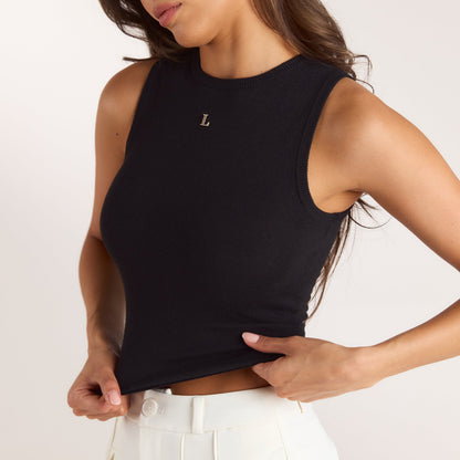 Knitted Vest Top - Black