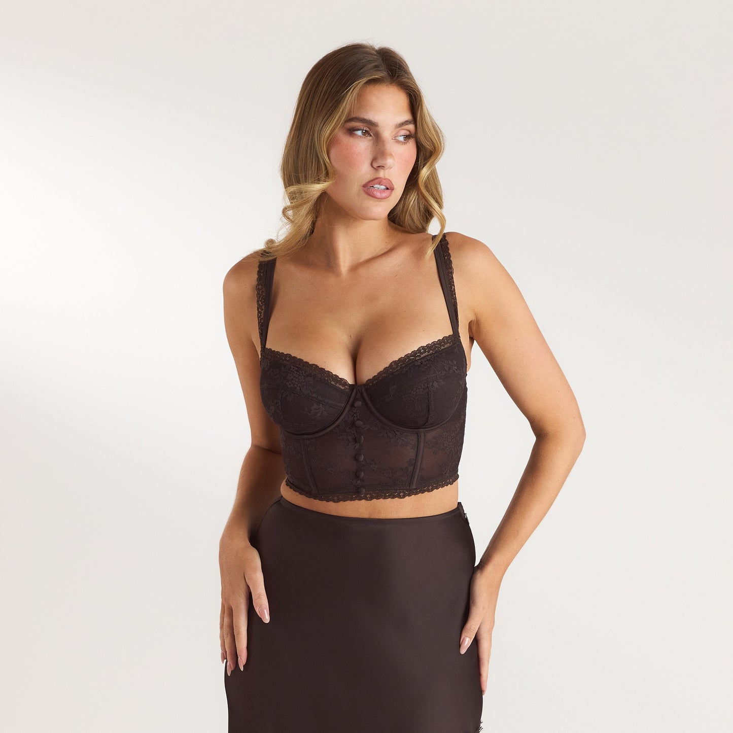 Lace Bralette Top - Chocolate