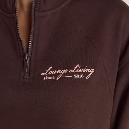 Lounge Living Quarter-Zip Jumper - Chocolate