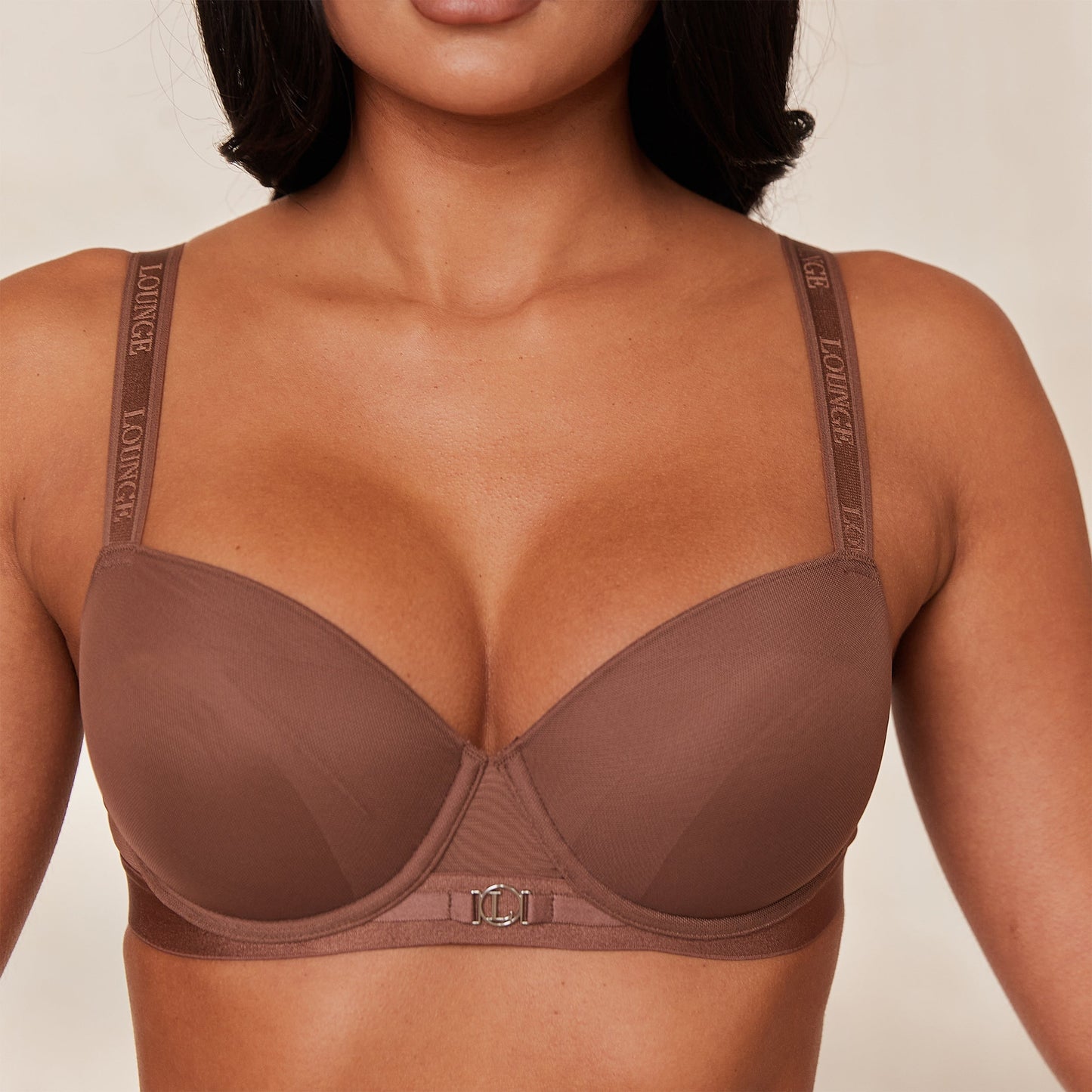 Smooth Mesh T-shirt Bra  - Chestnut