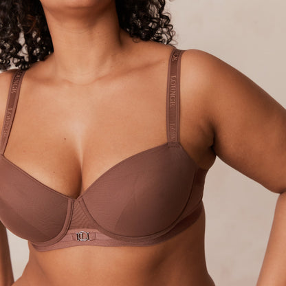 Smooth Mesh T-shirt Bra  - Chestnut