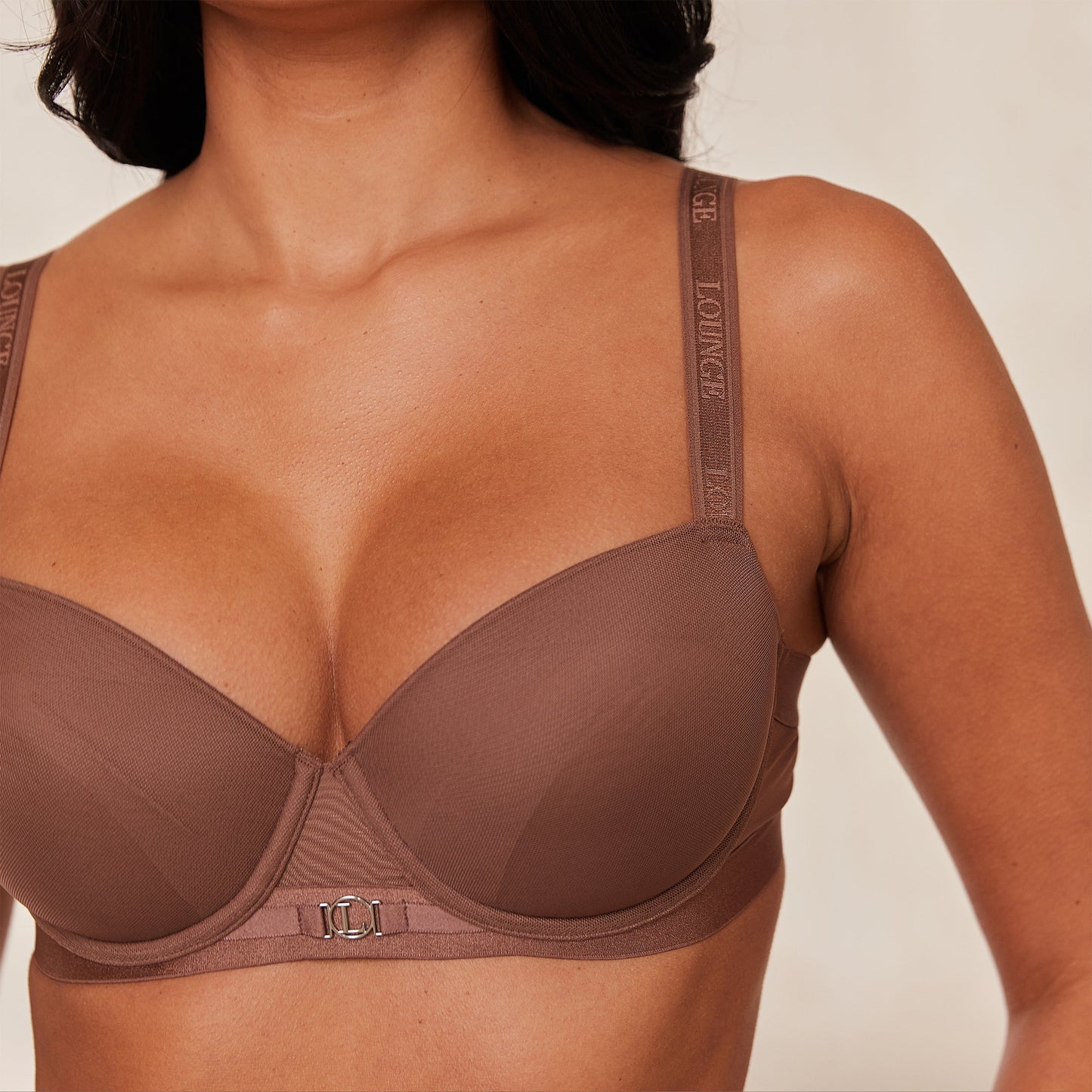 Smooth Mesh T-shirt Bra  - Chestnut