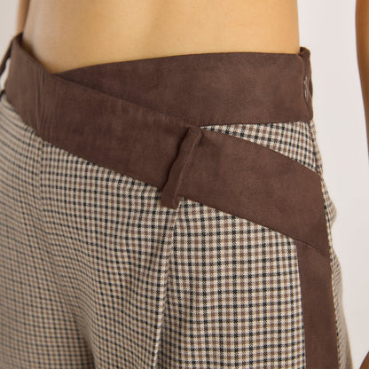 Houndstooth Pants - Brown