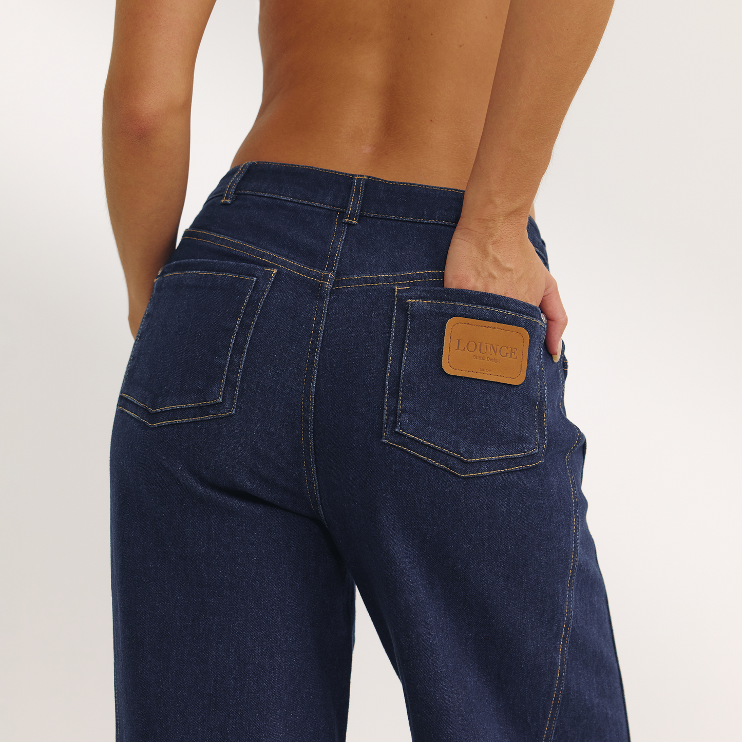 Dipped-Waist Wide-Leg Jeans - Indigo Blue