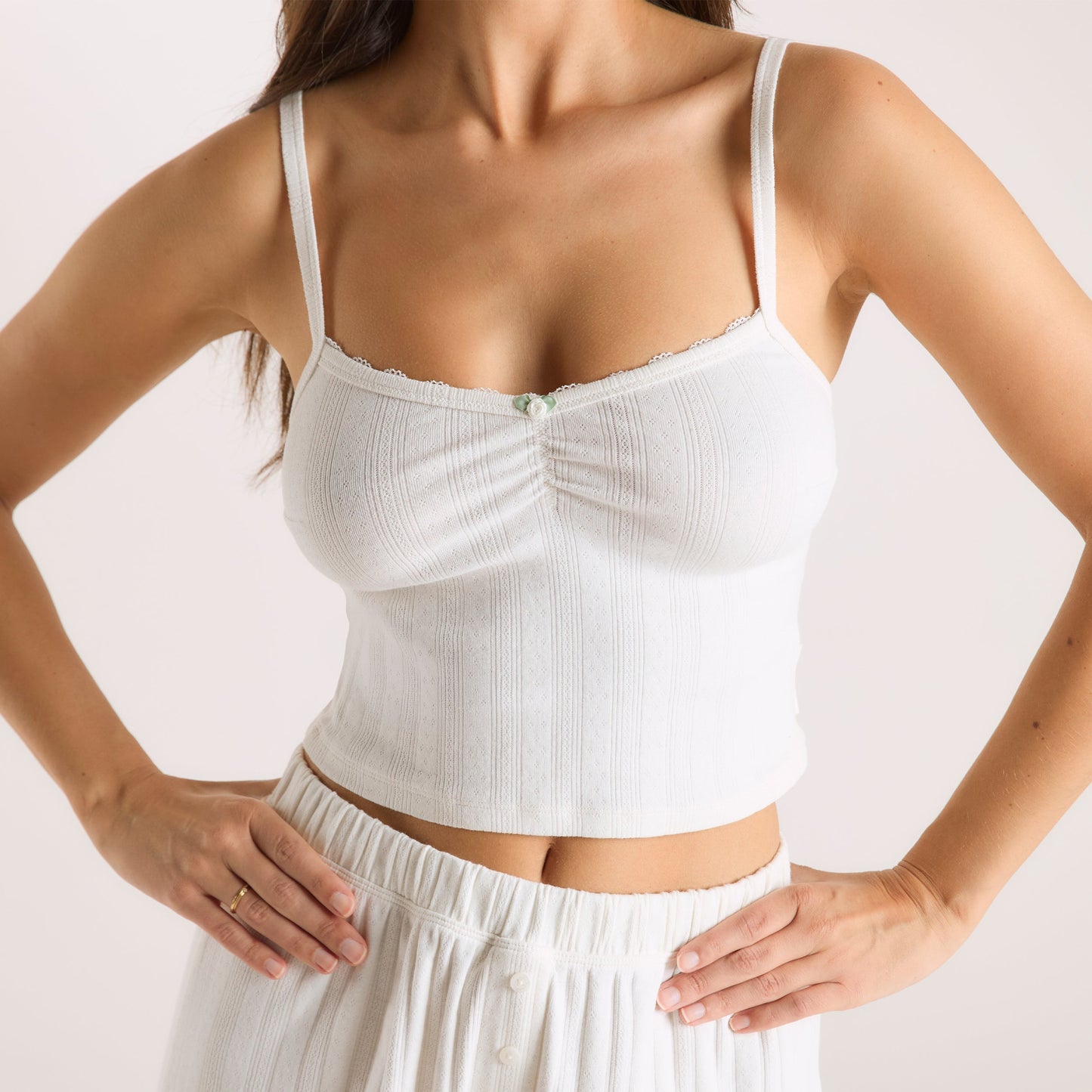 Pointelle Cami Pajama Top - Cream