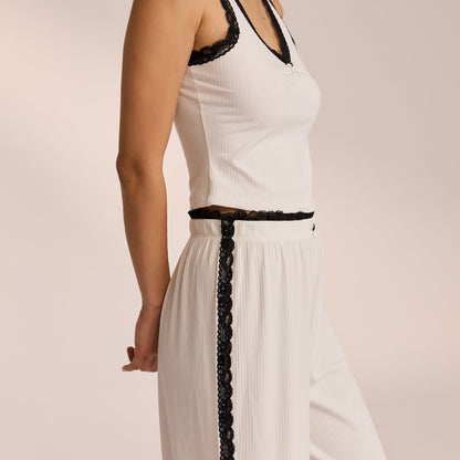 Lace Pajama Pants - White