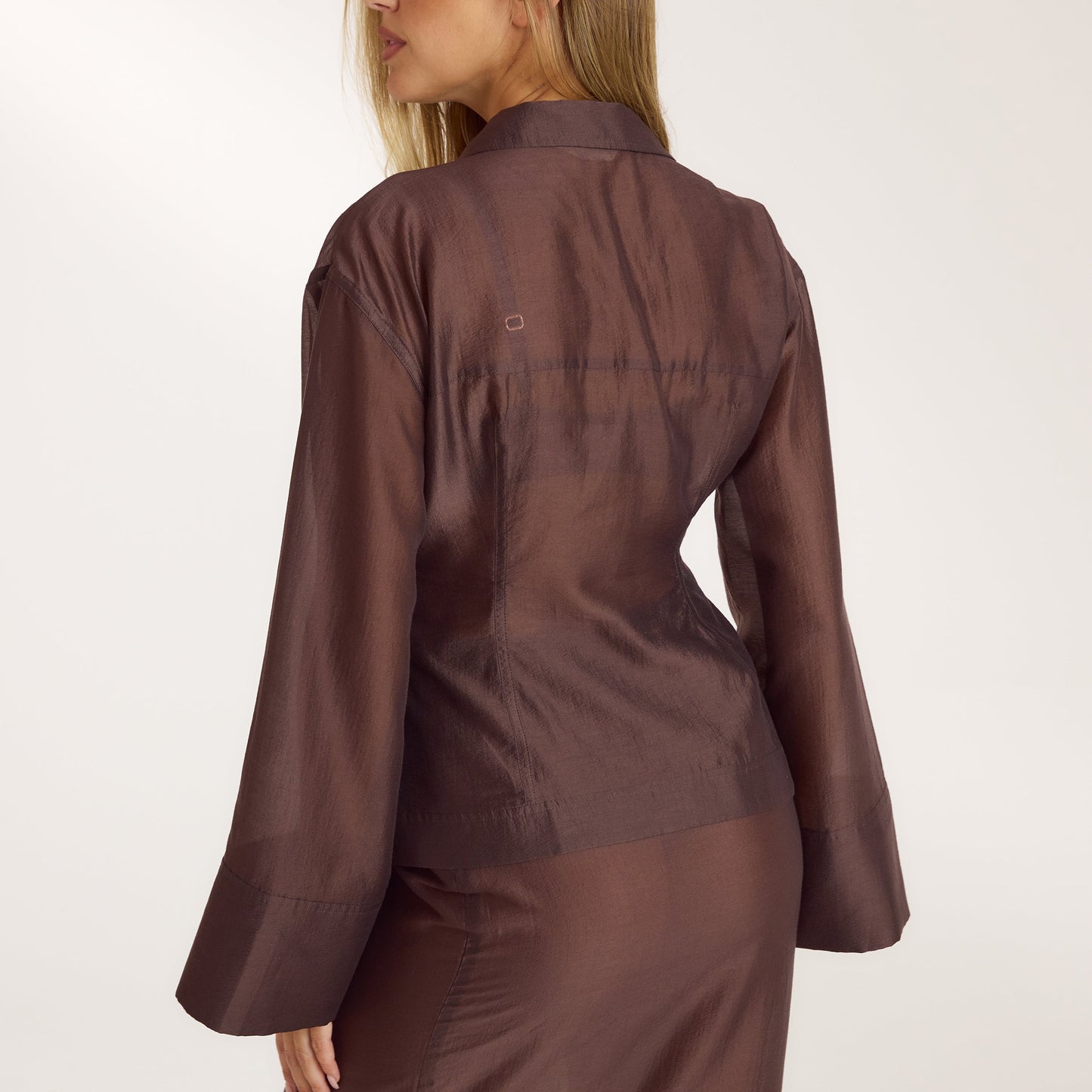 Fitted Sheer Shirt - Chocolate