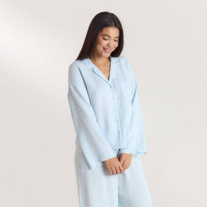 Crinkle Pajama Shirt - Blue
