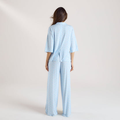 Modal Short Sleeve Pajama Shirt - Blue Floral