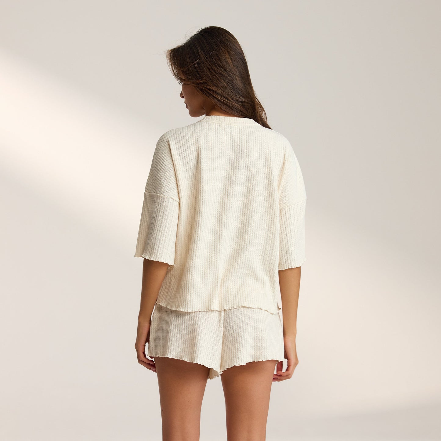 Soft Waffle Pajama Top - Cream