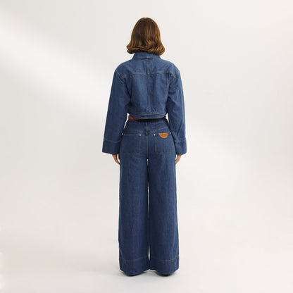 High-Waisted Wide-Leg Jeans - Blue